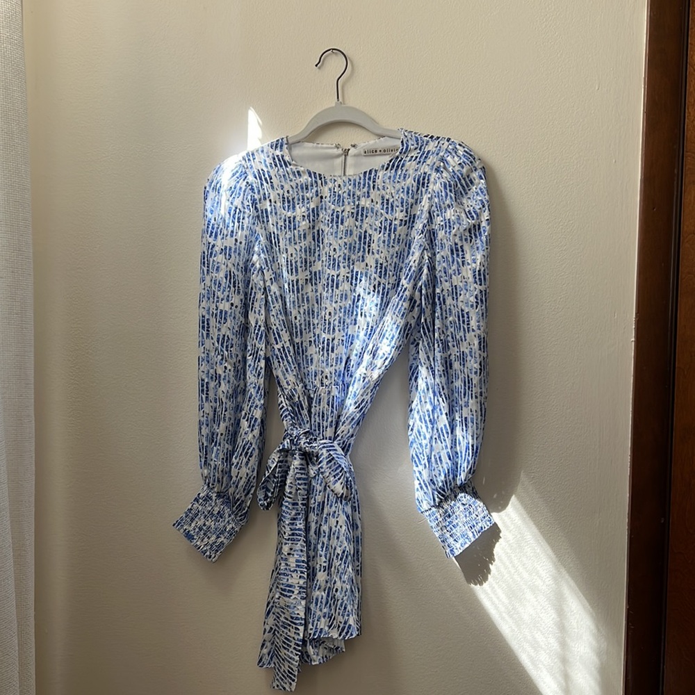 Alice + Olivia Molli Long Sleeve Fit + Flare Dress | Size 4